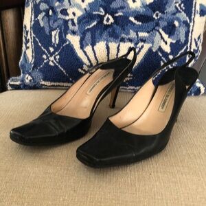 Manolo Blahnik black sling back heels, size 39
